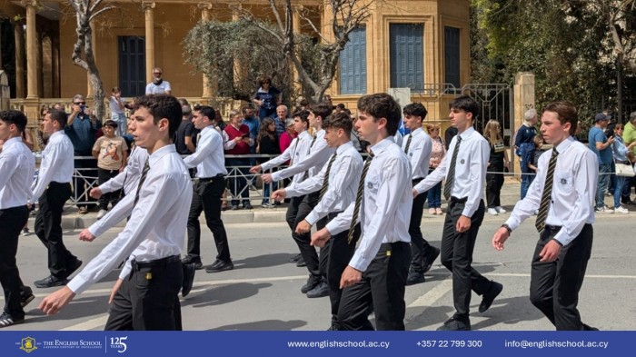 The English School Parade Team Shines at the 25th March Festivities.